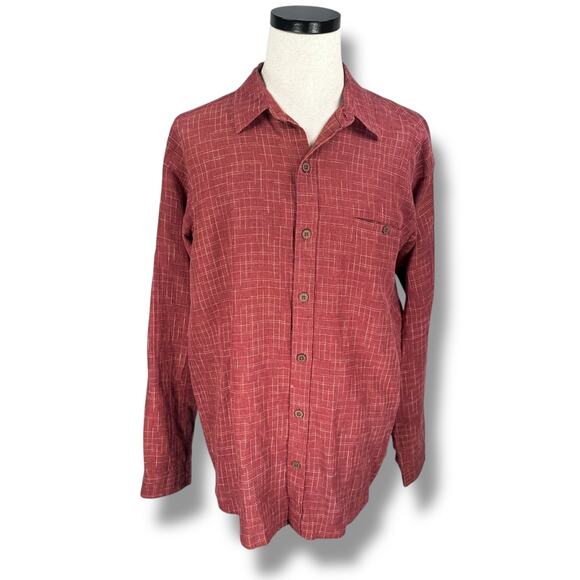 Vintage Patagonia Shirt Men’s Large Red 100% Hemp Pocket Button-Up 2006 Y2K - Picture 1 of 11